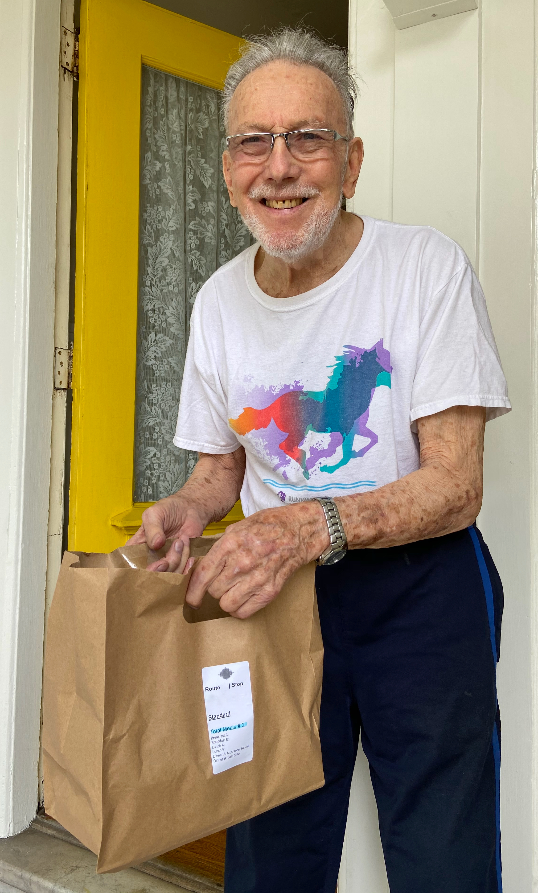 San Francisco Castro resident Tom with his delivery from Great Plates Delivered SF program